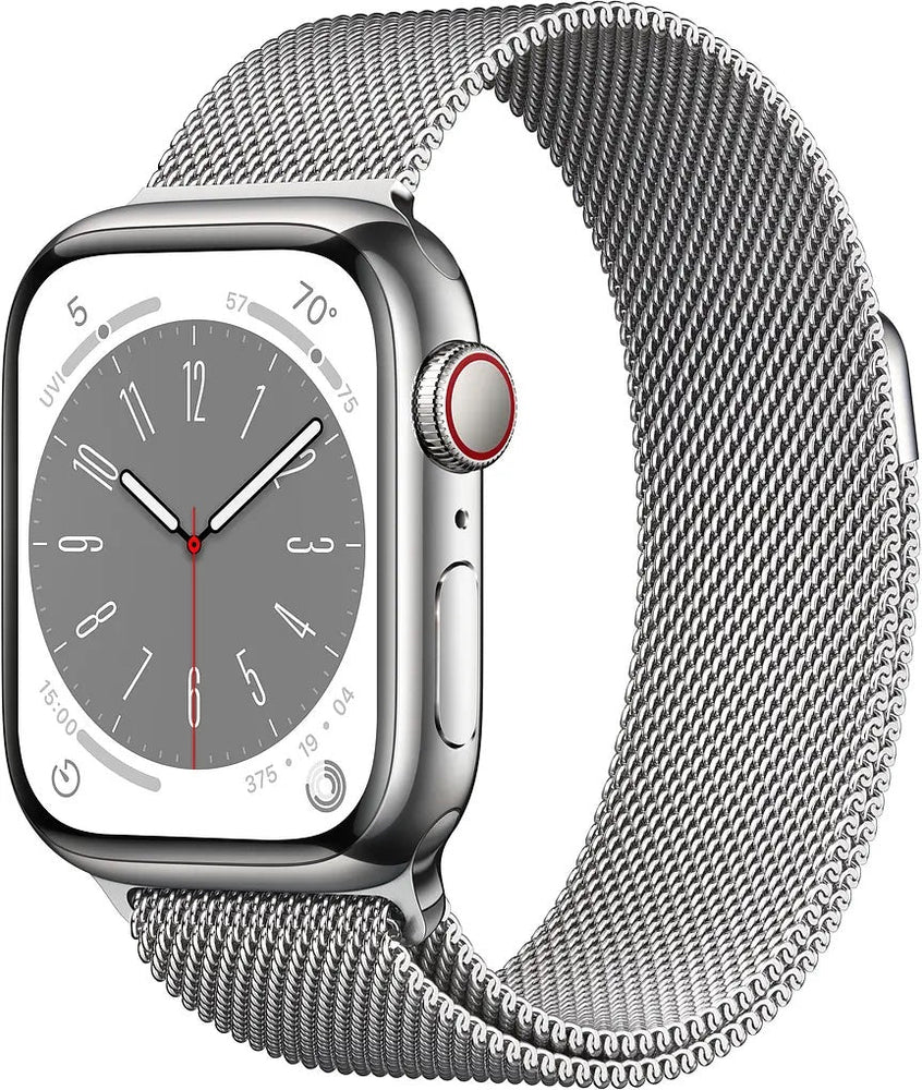 Apple Watch Series 8 45mm GPS + Cellular Silver Stainless Steel Silver Milanese Loop
