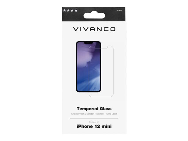 VIVANCO Tempered Protection Glass, iPhone 12 Mini