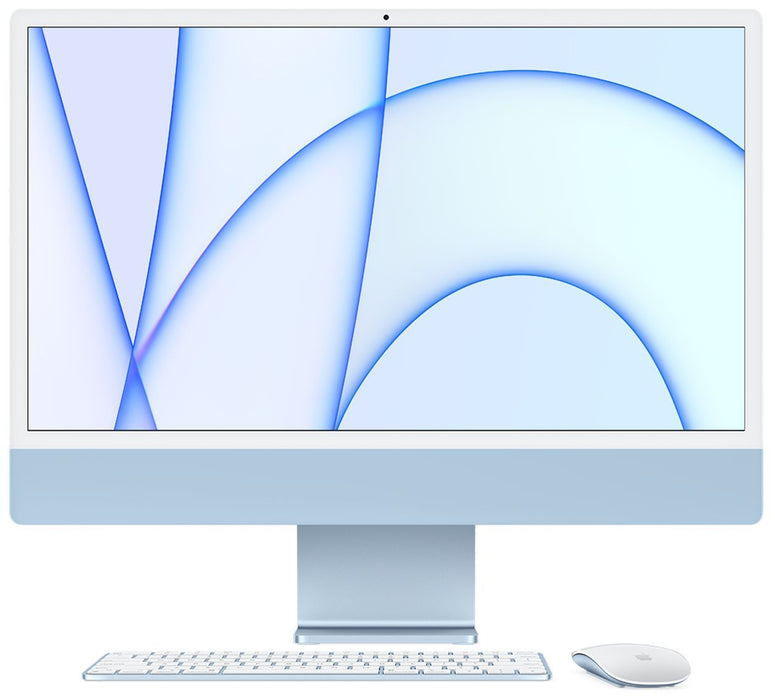 iMac 24inch with Retina 4.5K display Apple M1 chip with 8-core CPU and 7-core GPU 512GB SSD 16GB Gigabit Ethernet Magic Trackpad Magic Keyboard numeronäppäimistöllä Touch ID - Blue